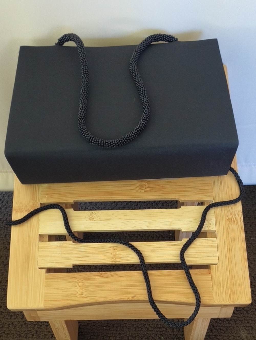 Vintage Marshall Fields Black Evening Bag with Beaded Handles Like New